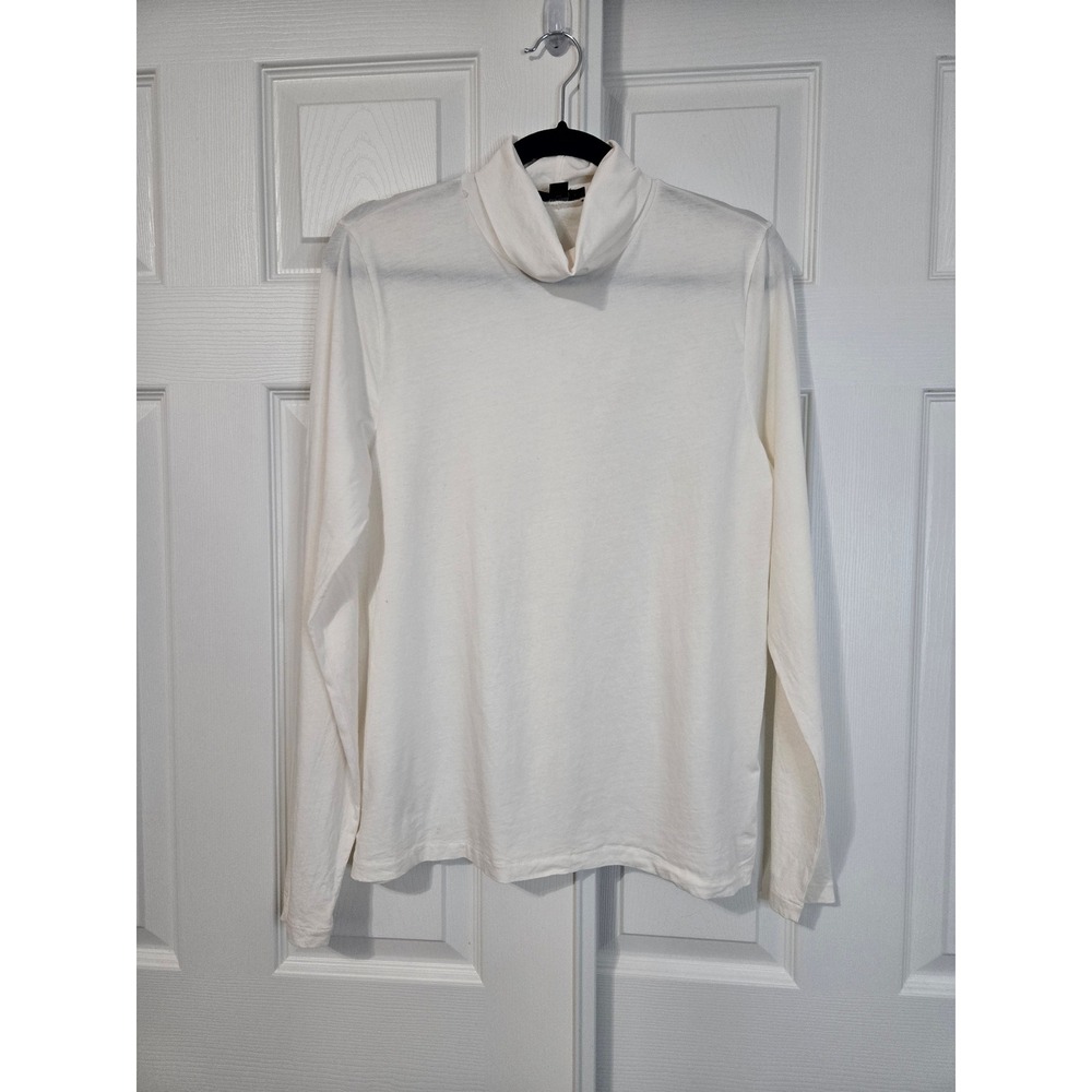 J.Crew Re-Imagined Ivory White 100% Cotton Long Sleeve Turtleneck Top XL